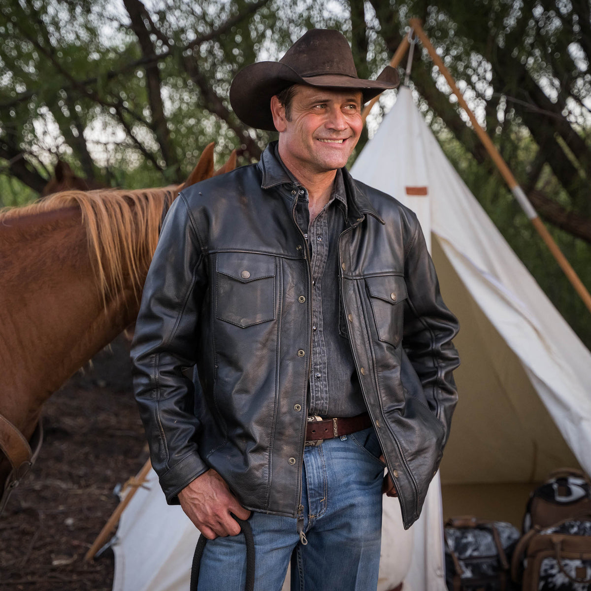 70s R.J. McCarthy オールレザー スタジャン WESTERN STS5145-mens-rancher-black-